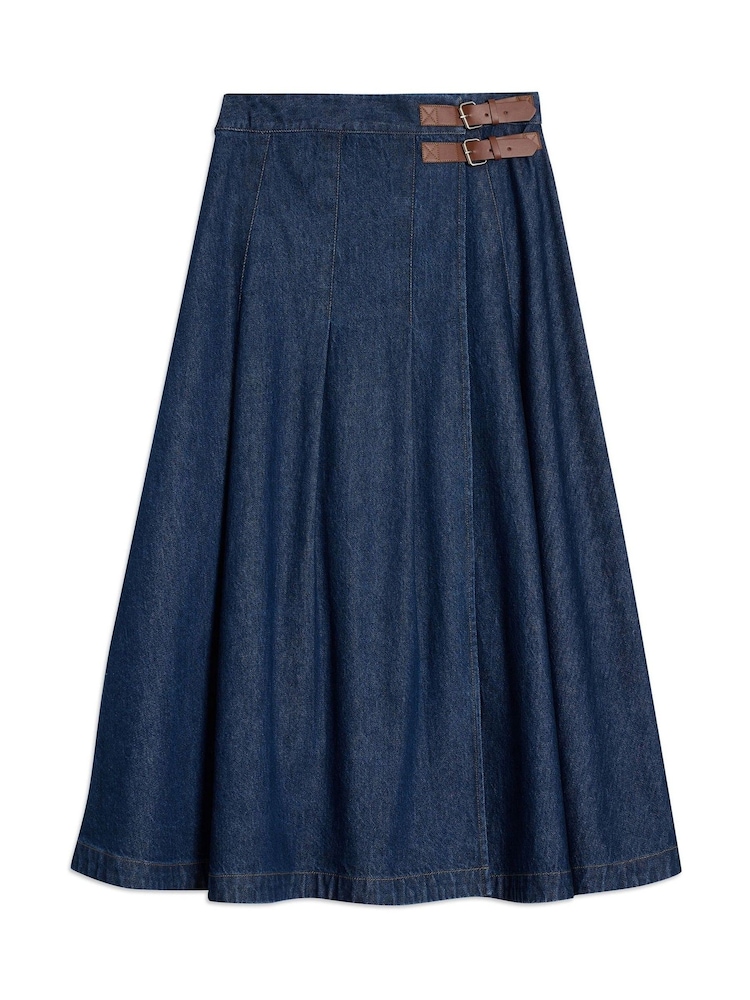 Albaray Blue Denim Kilt Skirt - Image 4 of 4