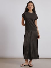 Albaray Plisse Brown Dress - Image 1 of 4