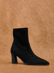 Linzi Black Blaze Ankle Boots With Stacked Heels - Image 1 of 6