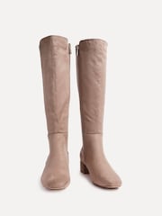 Linzi Brown Revolve High Leg Boot With Low Block Heel - Image 4 of 5