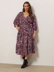 Evans Blue Boho Wrap Dress - Image 2 of 4
