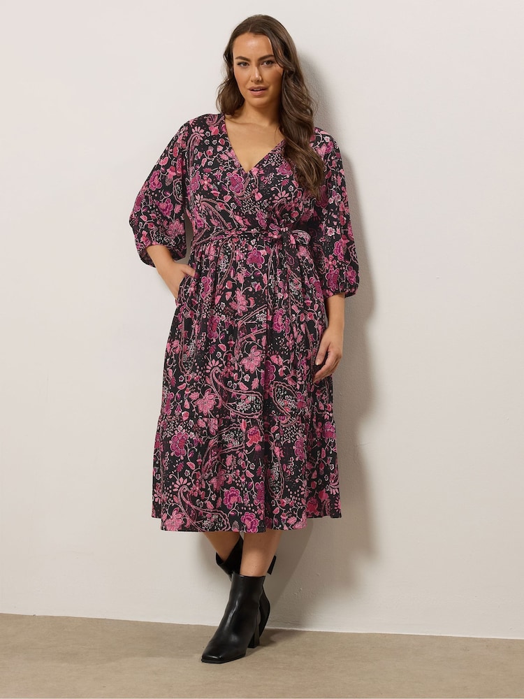 Evans Blue Boho Wrap Dress - Image 2 of 4