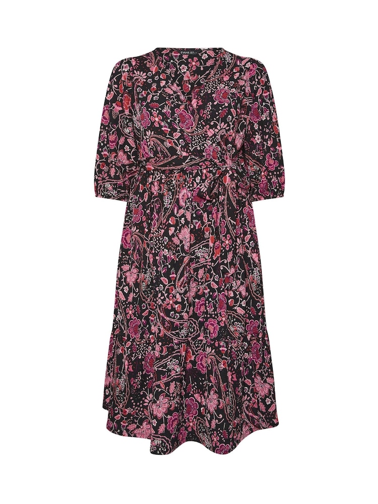 Evans Blue Boho Wrap Dress - Image 4 of 4