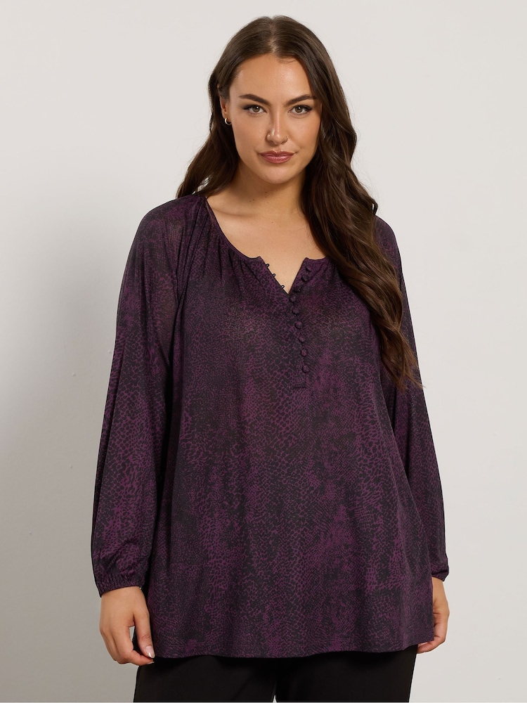Evans Purple Balloon Sleeve Blouse - Image 1 of 5 Evans Purple Balloon Sleeve Blouse - Image 1 of 5