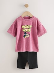Pink/Black Mickey Mouse T-Shirt and Shorts Set (3mths-8yrs) - Image 1 of 6
