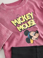 Pink/Black Mickey Mouse T-Shirt and Shorts Set (3mths-8yrs) - Image 8 of 10