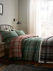 Dreams & Drapes Green Bennet Check Brushed Cotton Duvet Cover Set - Image 4 of 4