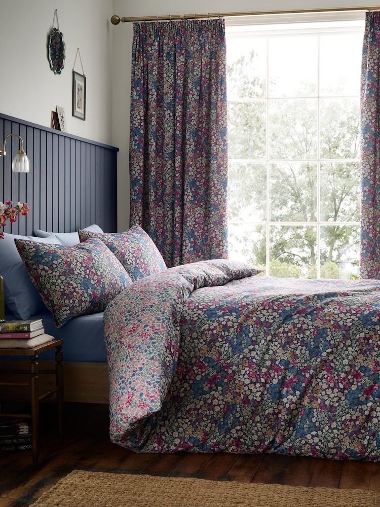 Dreams & Drapes Navy Bessie Reversible Duvet Cover Set - Image 1 of 4