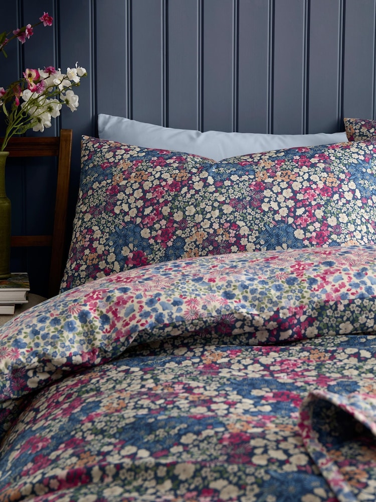 Dreams & Drapes Navy Bessie Reversible Duvet Cover Set - Image 2 of 4