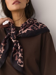 Leopard Print Satin Square Scarf - Image 5 of 8