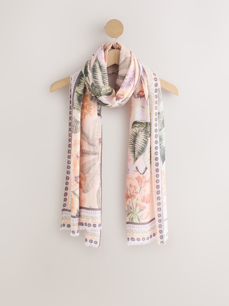 Pink Palm Floral Kew Collection Lightweight Scarf - Image 1 of 2