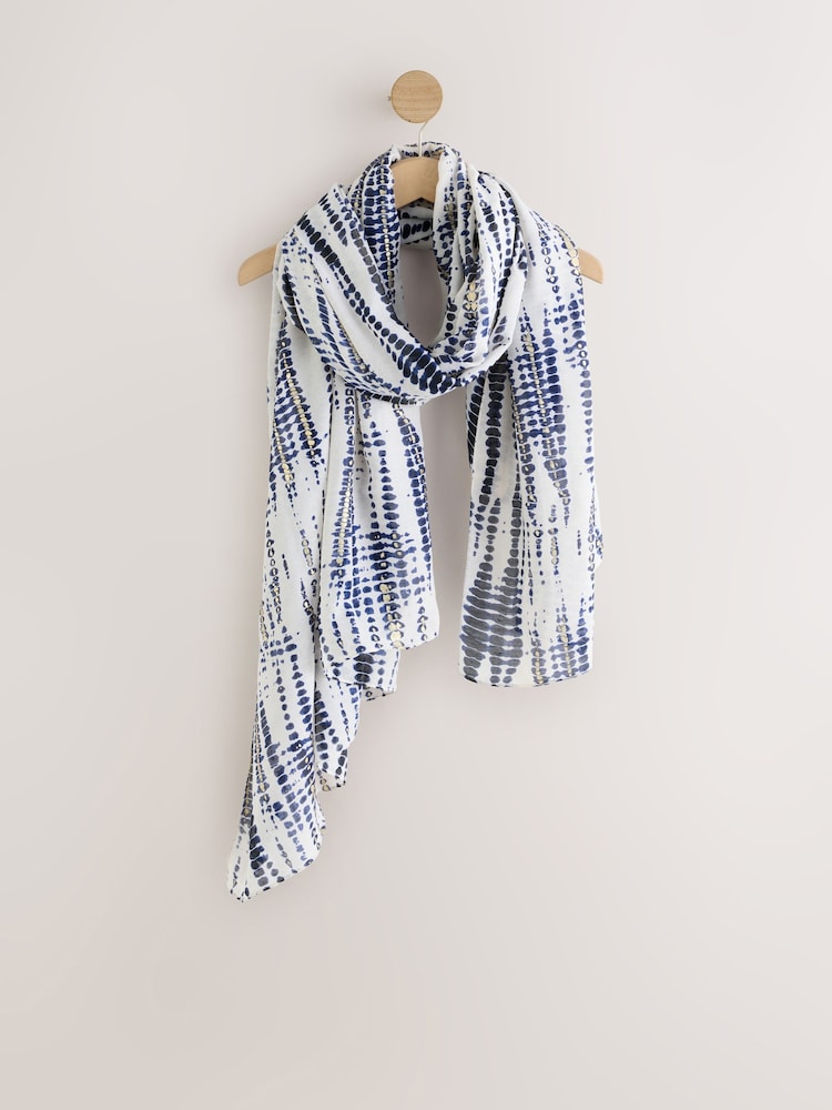 Navy Foil Tie Dye Lightweight Scarf - Image 1 of 3