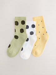 أخضر/بيج فاتح - حزمة من 3 جوارب بارتفاع الكاحل بنعل مبطن غني بالقطن - صورة 1 من 3