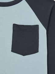 Reiss Navy Blue Hayes 13-14 yrs Cotton Colour-Block Long-Sleeve T-Shirt - Image 4 of 4