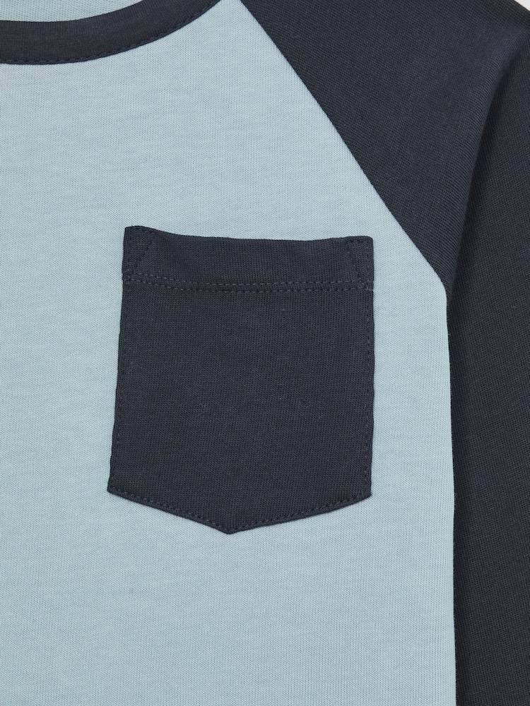 Reiss Navy Blue Hayes 13-14 yrs Cotton Colour-Block Long-Sleeve T-Shirt - Image 4 of 4