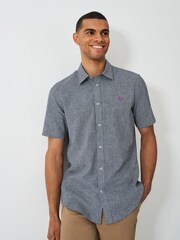 Crew Clothing Short Sleeve Linen Puppytooth Shirt - Imagem 1 de 4