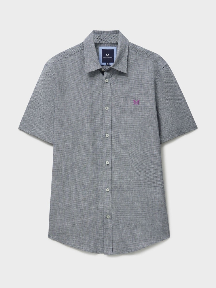 Crew Clothing Short Sleeve Linen Puppytooth Shirt - Imagem 4 de 4
