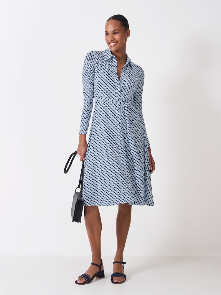 Crew Clothing Blue Emma Jersey Shirt Dress - Image 1 of 5