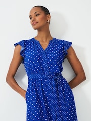 Crew Clothing Blue Print Summer Cap Sleeve Dress - Image 3 of 5