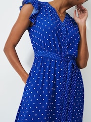 Crew Clothing Blue Print Summer Cap Sleeve Dress - Image 4 of 5