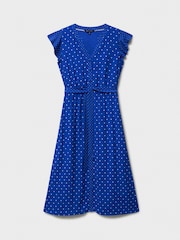 Crew Clothing Blue Print Summer Cap Sleeve Dress - Image 5 of 5