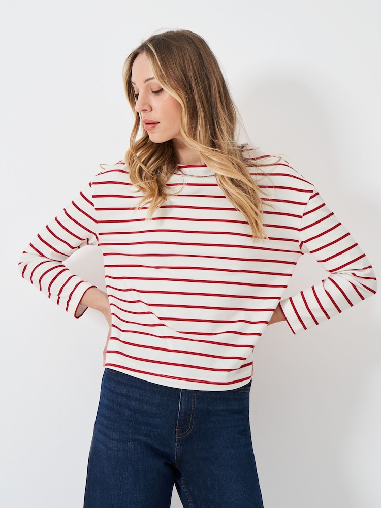 Crew Clothing Midweight Cotton Breton T-Shirt - Imagem 1 de 5