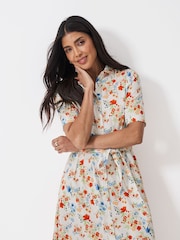 Crew Clothing Red Fern Darted Print Dress - Image 3 of 5