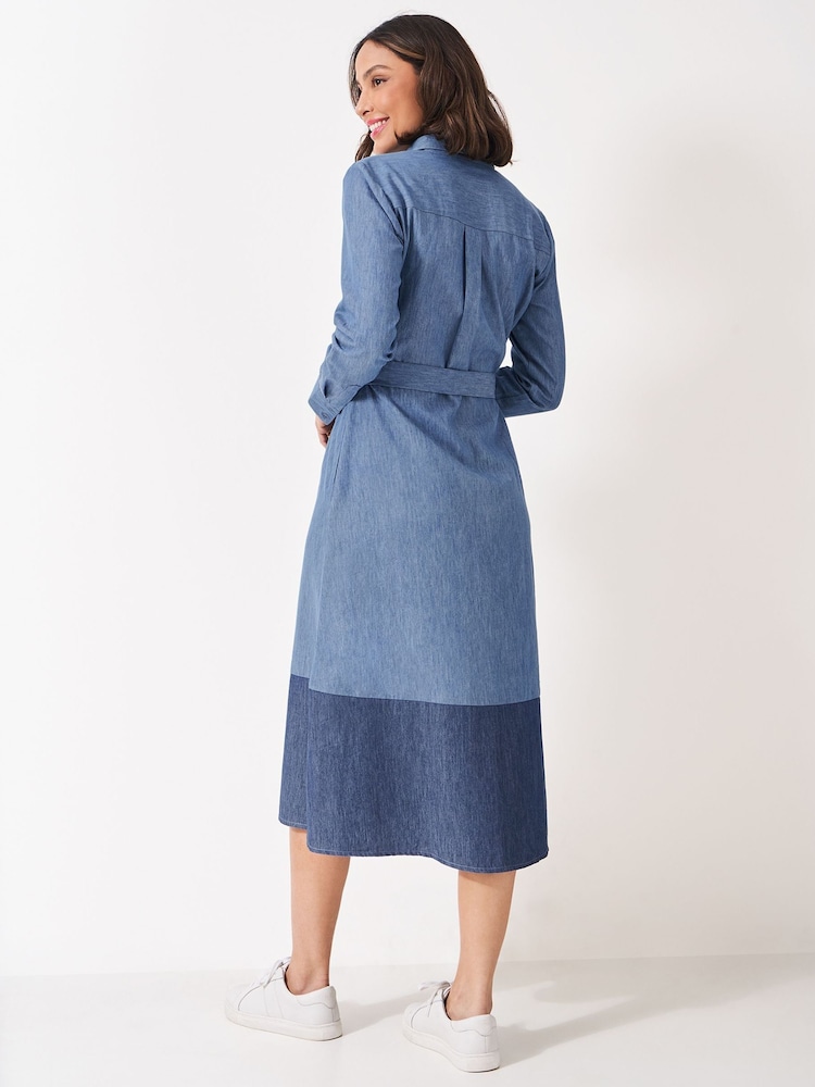 Crew Clothing Blue Sienna Chambray Shirt Dress - Image 2 of 5 Crew Clothing Blue Sienna Chambray Shirt Dress - Image 2 of 5