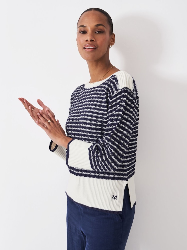 Crew Clothing Emilia Textured Stitch Cotton Jumper - Imagem 1 de 5