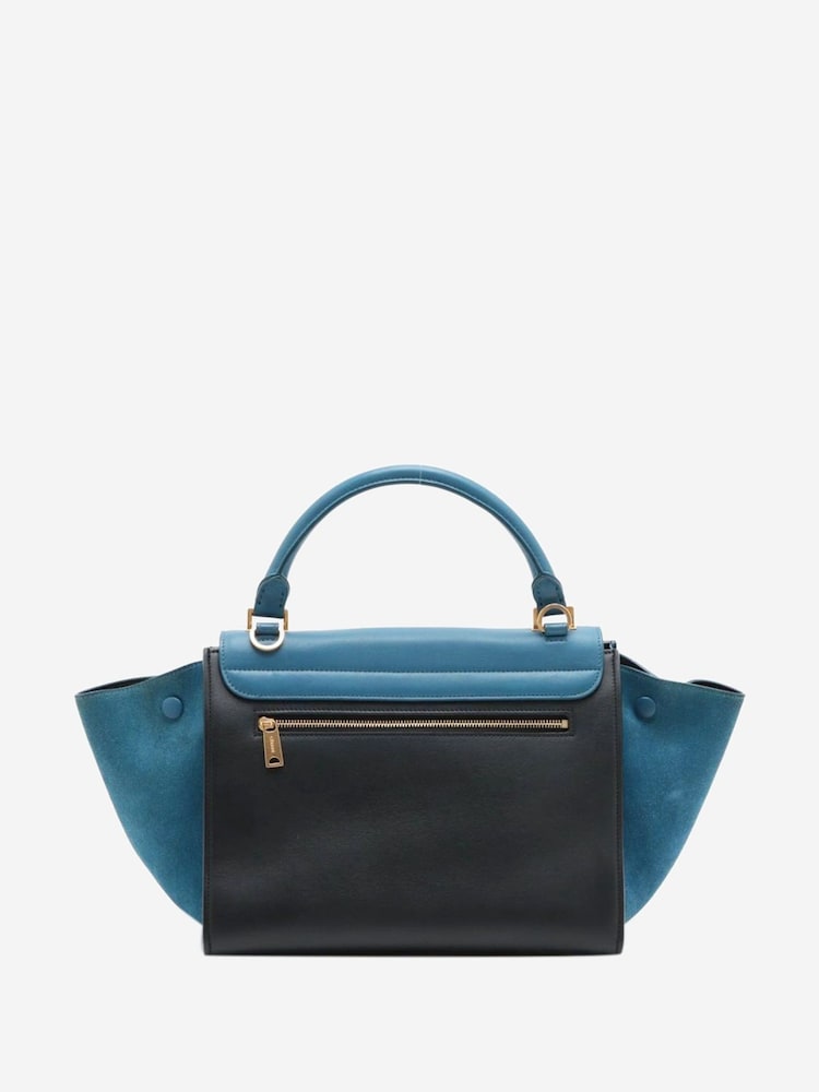 Sign of the Times Blue Trapeze Leather and Suede 2Way Bag - Image 2 of 10