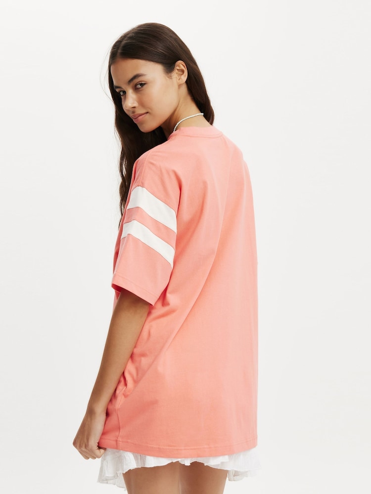 Cotton On Orange Oversized Graphic Print T-Shirt - Image 2 of 4