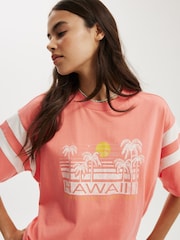 Cotton On Orange Oversized Graphic Print T-Shirt - Image 3 of 4