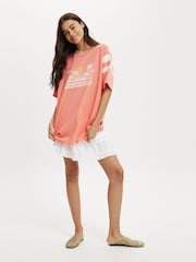 Cotton On Orange Oversized Graphic Print T-Shirt - Image 4 of 4