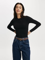 Cotton On Black All Day Crew Long Sleeve Top - Image 1 of 4