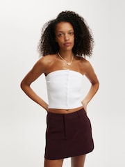 Cotton On White Baby Rib Button Bandeau T-Shirt - Image 1 of 4