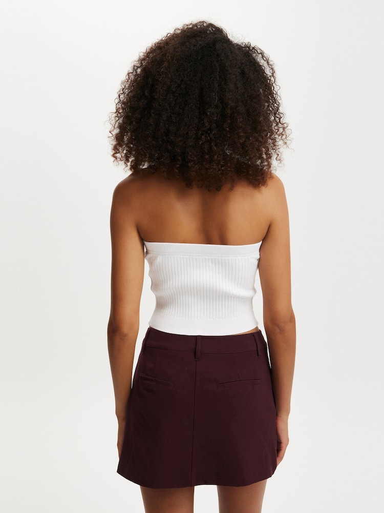Cotton On White Baby Rib Button Bandeau T-Shirt - Image 2 of 4
