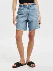 Cotton On Blue Relaxed Denim Shorts - Image 1 of 6