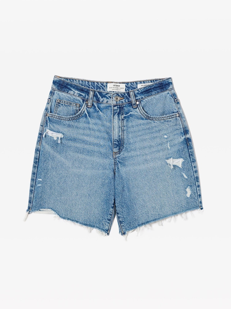 Cotton On Blue Relaxed Denim Shorts - Image 6 of 6