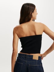 Cotton On Black Baby Rib Button Bandeau T-Shirt - Image 2 of 4