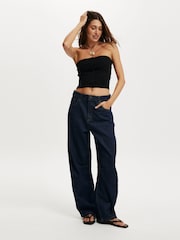 Cotton On Black Baby Rib Button Bandeau T-Shirt - Image 4 of 4