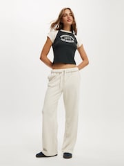 Cotton On Natural Classic Fleece Wide Leg Joggers - Image 3 of 5