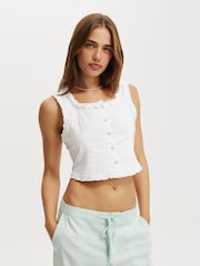 Cotton On White Emily Ruffle Top - Image 1 of 4
