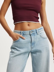 Cotton On Blue Low Rise Straight Jeans - Image 5 of 6
