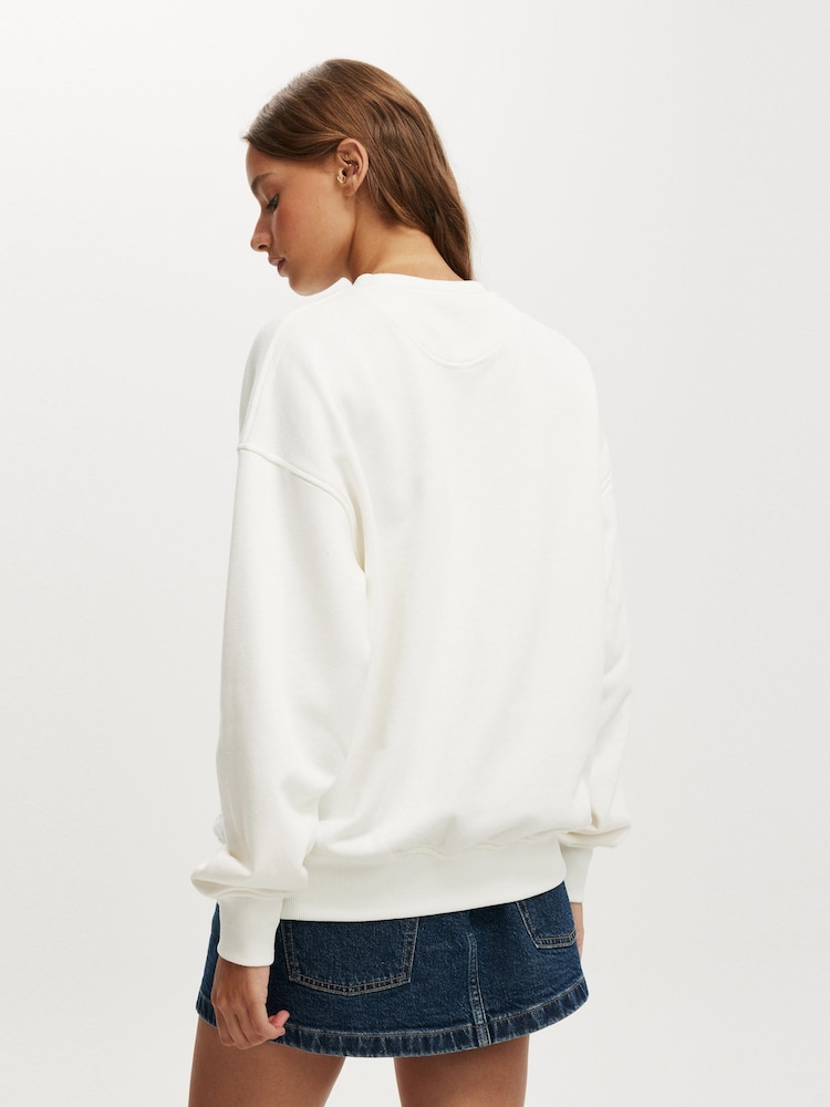 Cotton On White Classic Graphic Print Crew Sweatshirt - Image 2 of 4