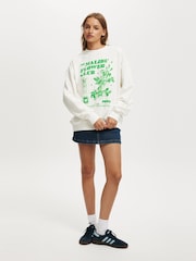 Cotton On White Classic Graphic Print Crew Sweatshirt - Image 4 of 4