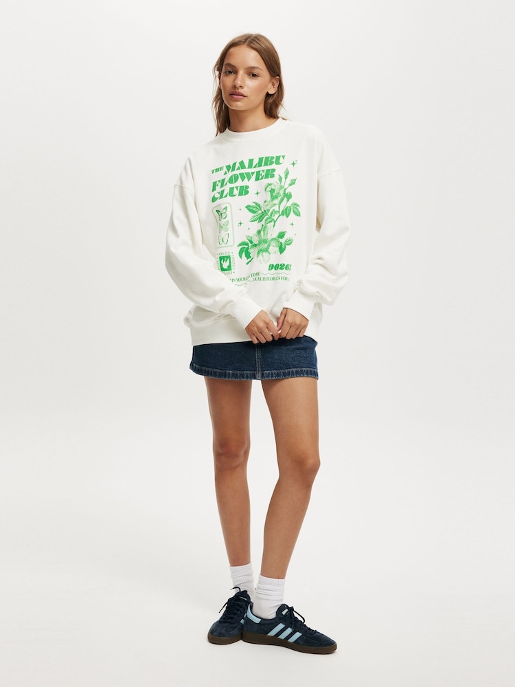 Cotton On White Classic Graphic Print Crew Sweatshirt - Image 4 of 4