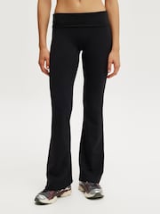 Cotton On Black Ultra Soft Roll Over Flared Trousers - Image 1 of 5