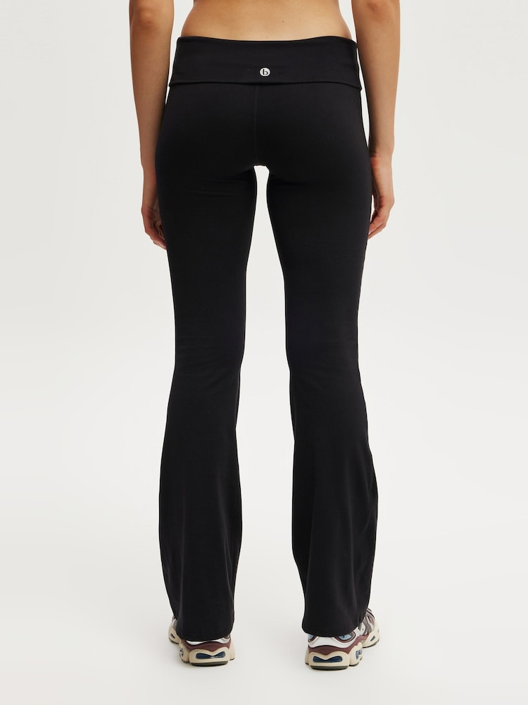 Cotton On Black Ultra Soft Roll Over Flared Trousers - Image 2 of 5