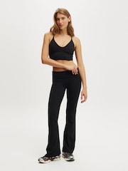 Cotton On Black Ultra Soft Roll Over Flared Trousers - Image 3 of 5