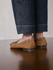 Tan Brown Forever Comfort® Leather Loafers With Fringing - Image 6 of 11